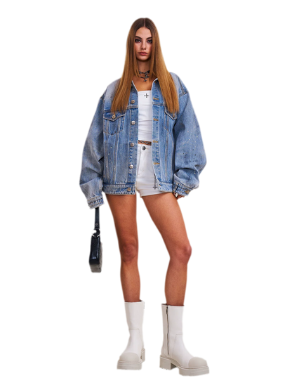 Cross Statue Denim Jacket