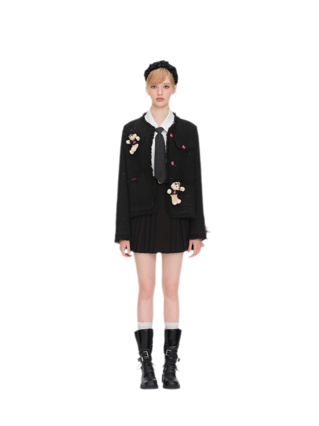 Textured Frayed Tweed Jacket
