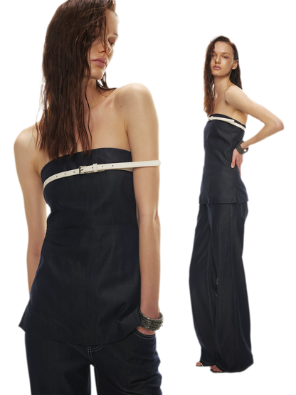 Soft Tencel Denim Fishtail Bustier Top &amp; Pants