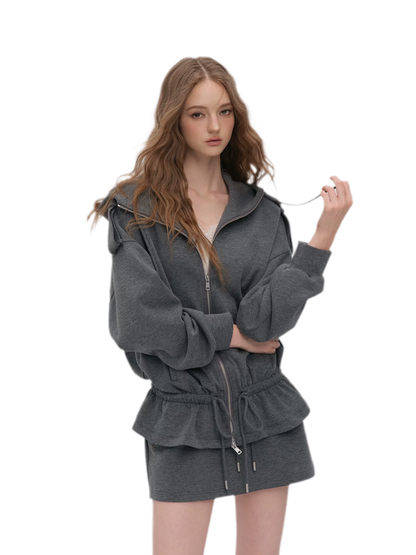 Air-Layer Hooded Skirt Set