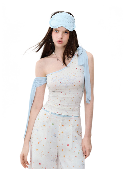 French Ruffle Embroidered Sleep Eye Mask