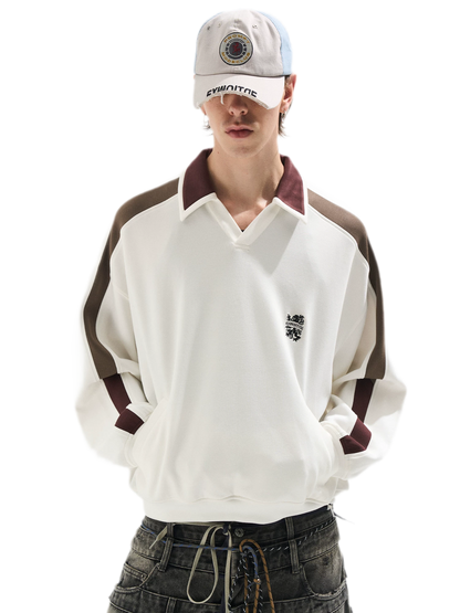 Contrast Polo Panel Sweatshirt