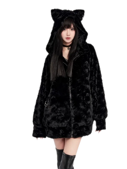 Eco Faux Fur Cat-Ear Hoodie