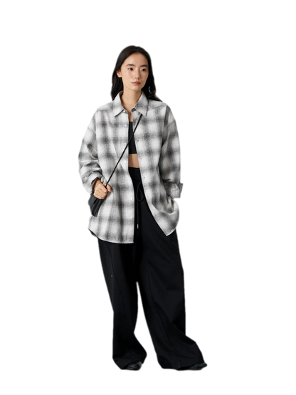 Textured Yarn-Dyed Plaid Overshirt