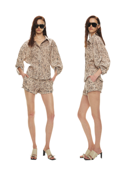 Tencel Linen Leopard Print Shirt &amp; Short