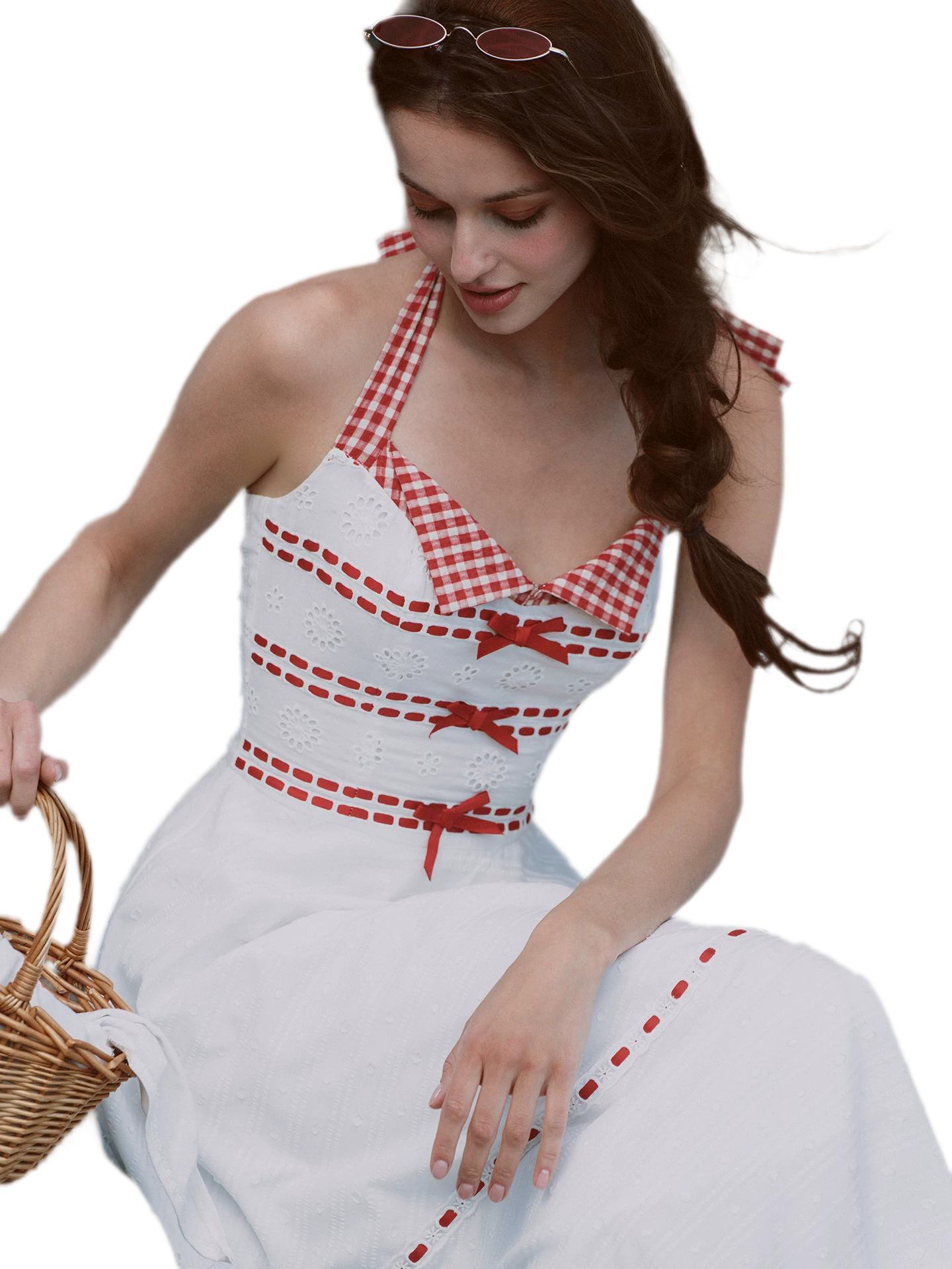 Cotton Embroidered Halter Dress