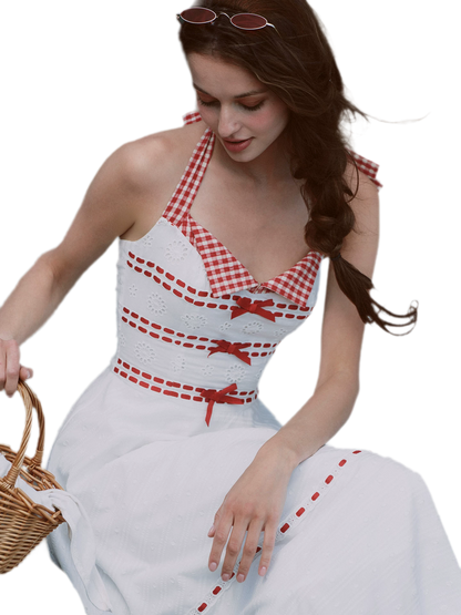 Cotton Embroidered Halter Dress