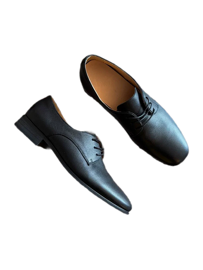 Top-Grain Leather Pointed Derby Shoes