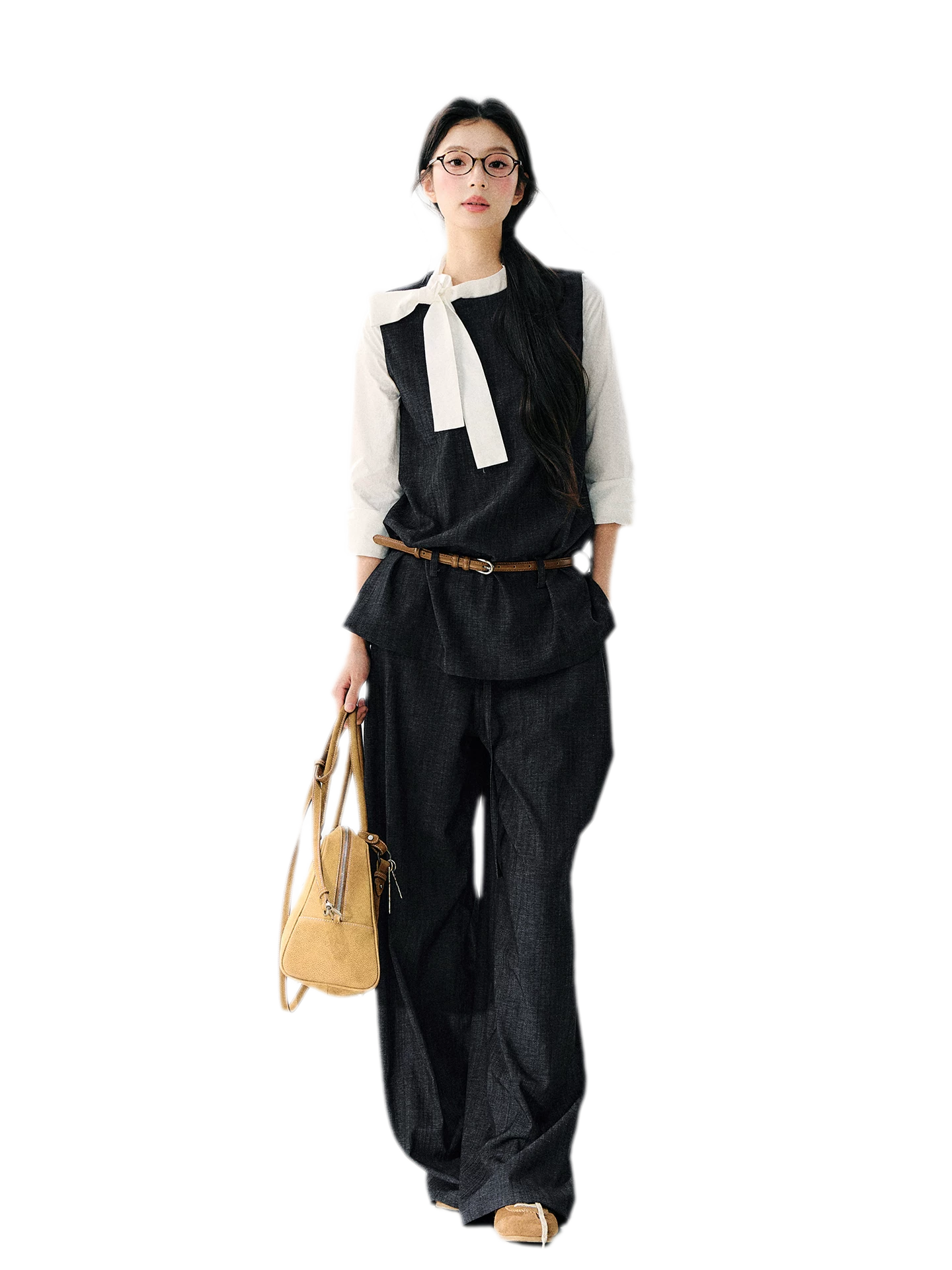 Faux Linen Wide Jeans