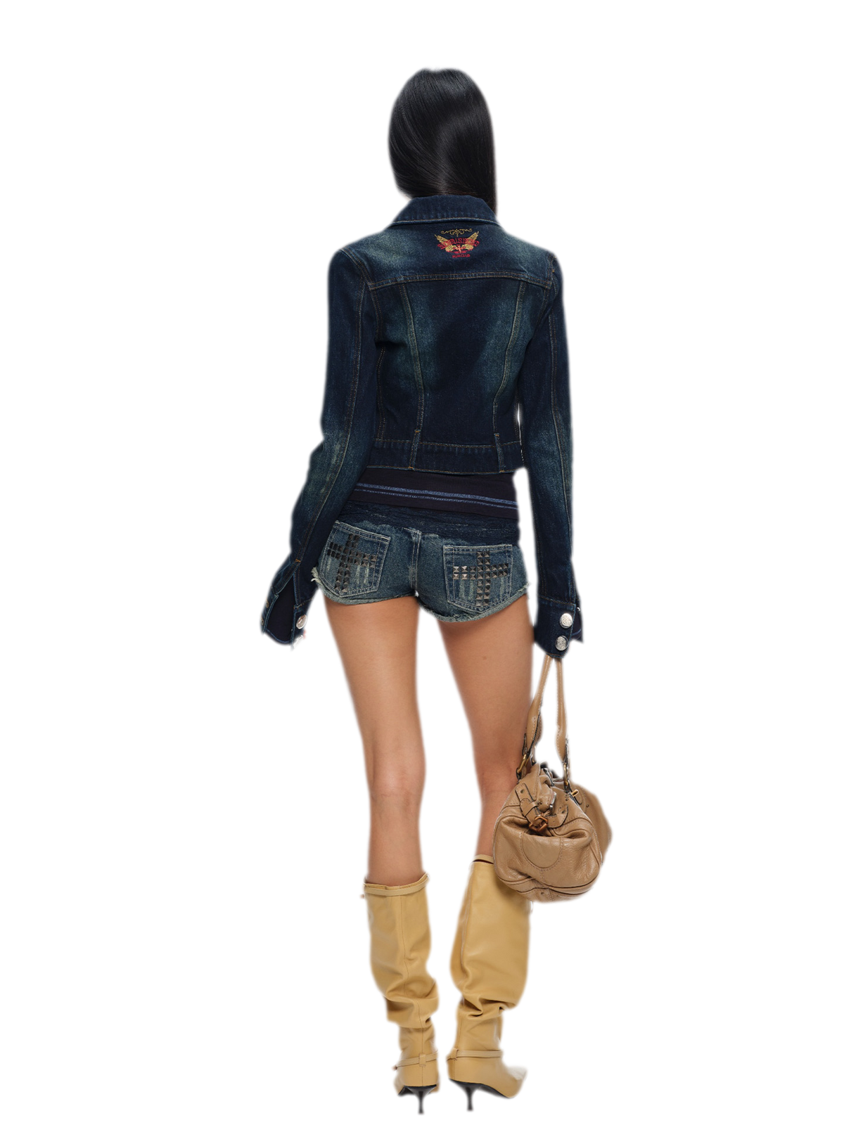 Embroidered Cropped Denim Jacket