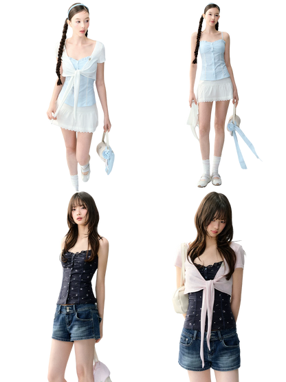 Korean Style Slim Fit Two-Piece Vest Set