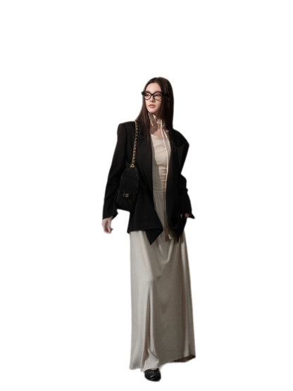 Satin Sash Relaxed Blazer
