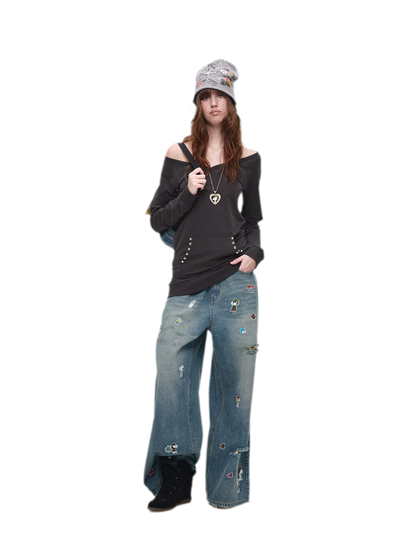 Studded Fitted Sweatshirt Dress