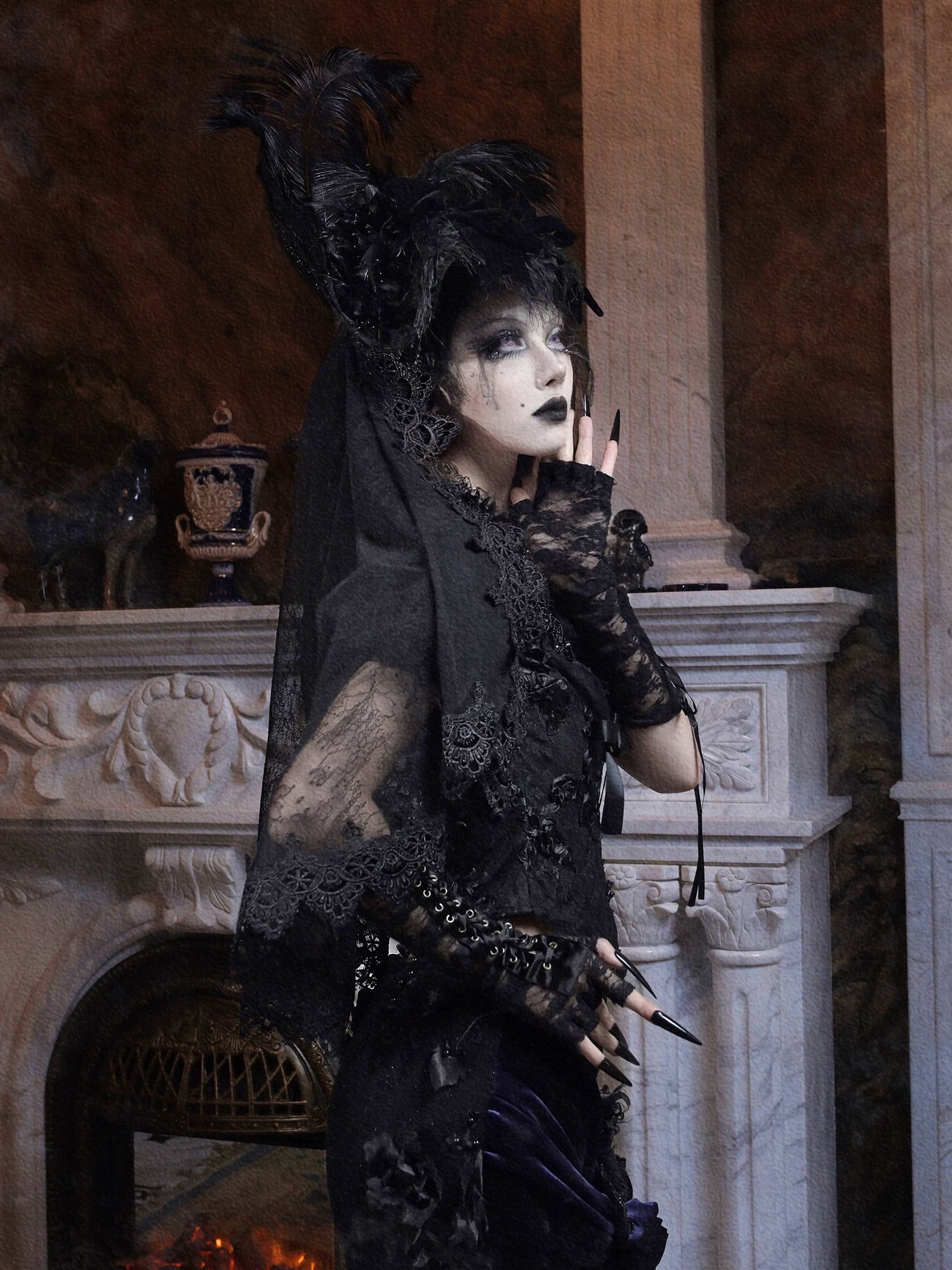 Feather Veil Gothic Hat