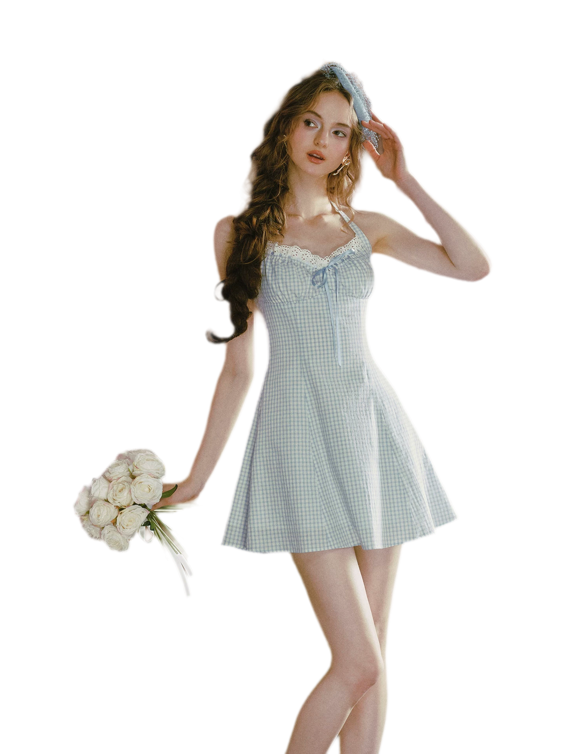 Gingham Halter A-Line Mini Dress