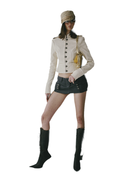 Coated Fitted Cropped Jacket