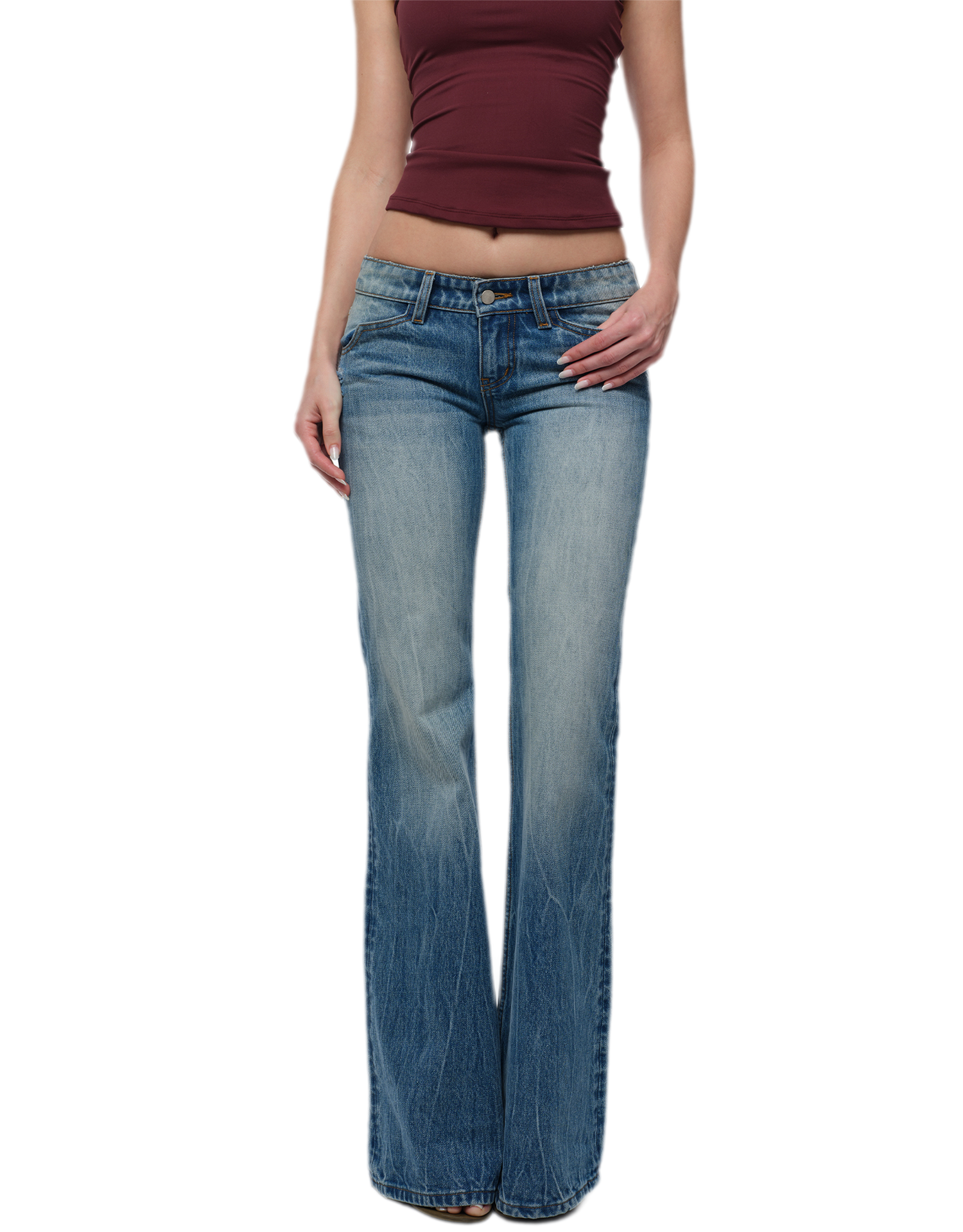 Heavy Wash Wide-Leg Jeans