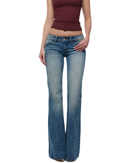 Heavy Wash Wide-Leg Jeans