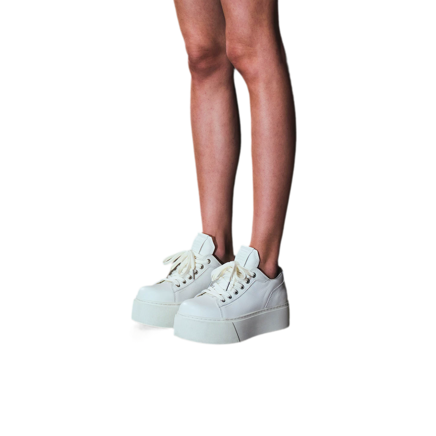 Sculptural Leather Thick-Soled Sneakers