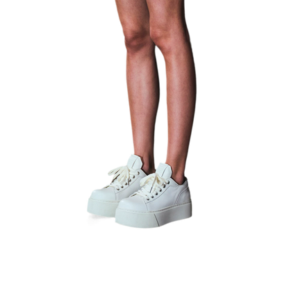 Sculptural Leather Thick-Soled Sneakers