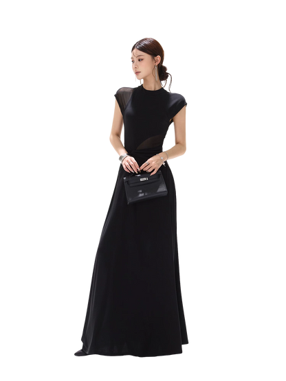 Black Swan Prologue Knot Mesh Sleeve Waist Dress