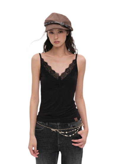 Lace Trim Built-In Bra Cami
