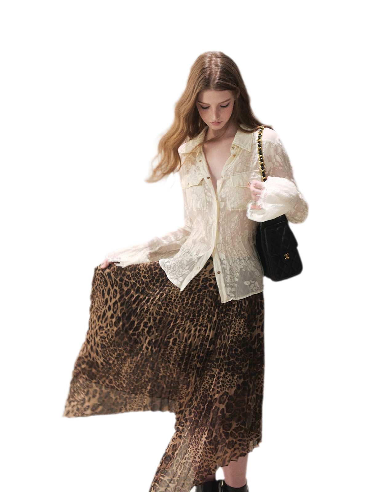 Burnout Jacquard Tailored Chiffon Shirt