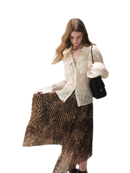 Burnout Jacquard Tailored Chiffon Shirt