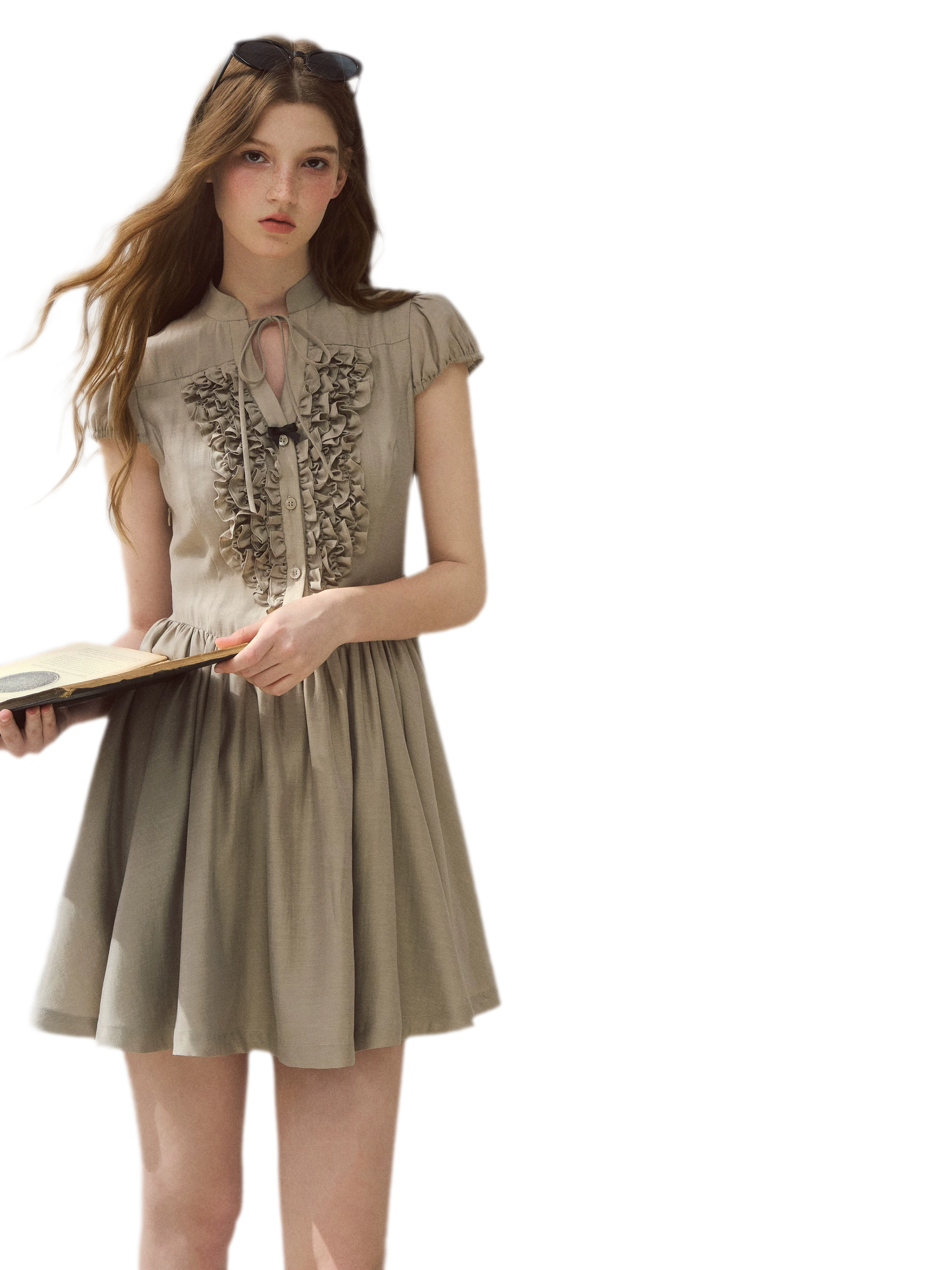 Acetate Ruffle Midi Dress