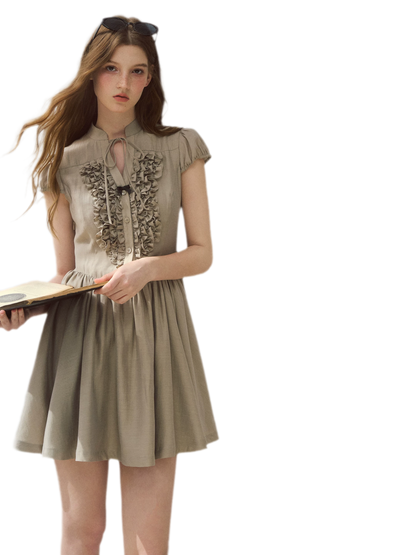Acetate Ruffle Midi Dress