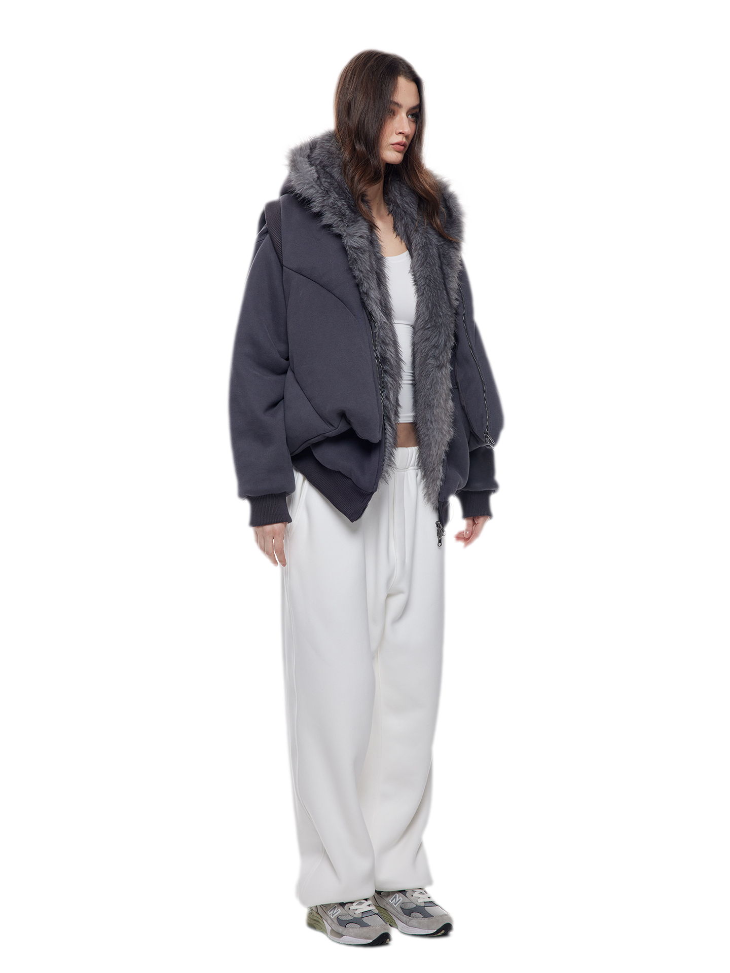 Fur Trim Hooded Vest
