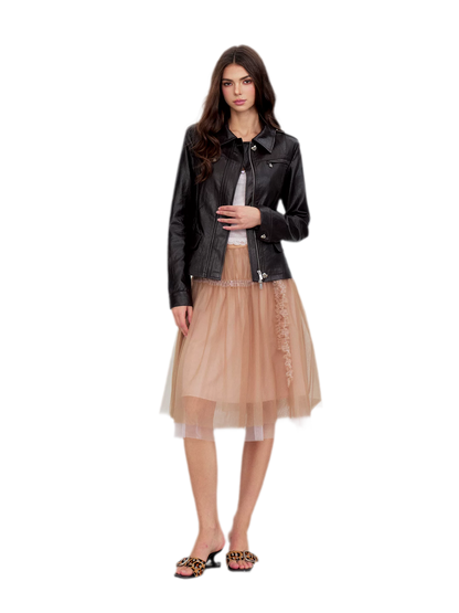Distressed Cinched Waist PU Jacket