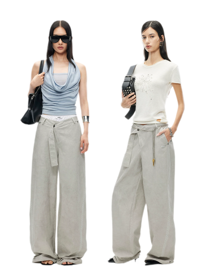 Wheat Ear Wide-Leg Casual Pants