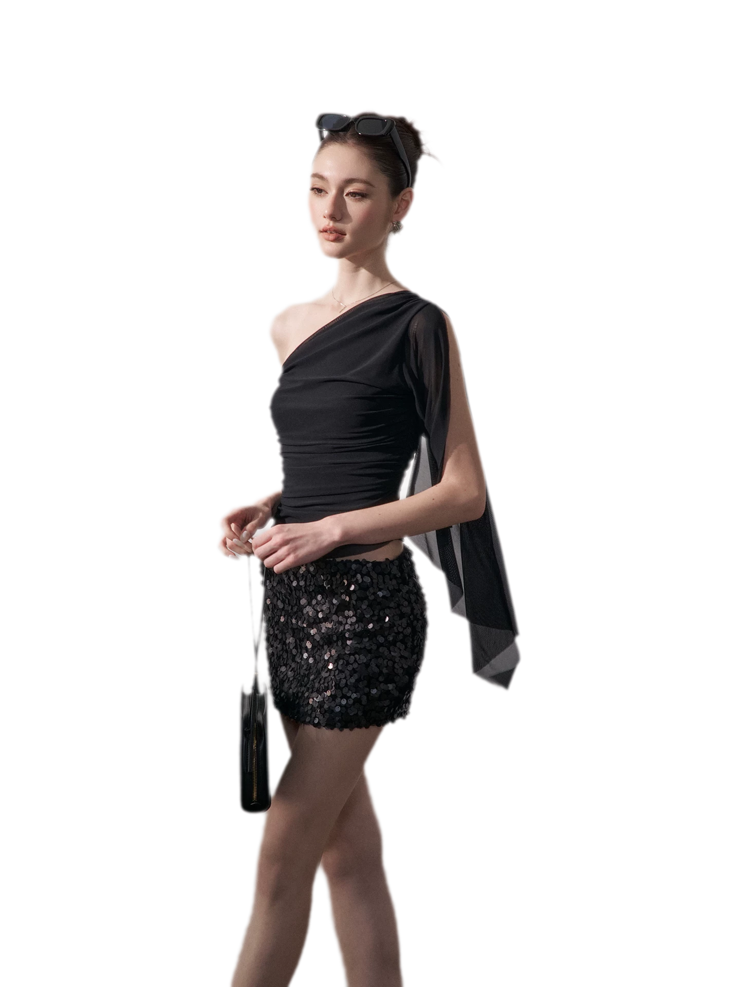 One-Shoulder Ruched Set