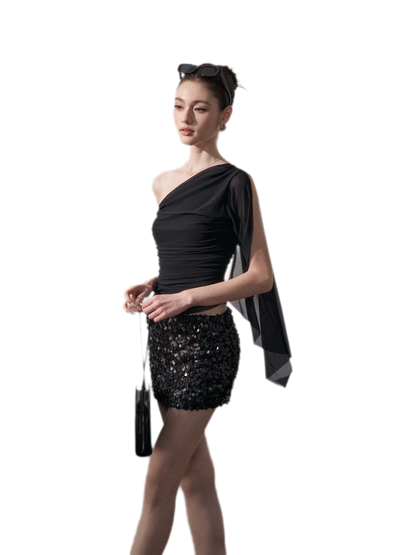 One-Shoulder Ruched Set