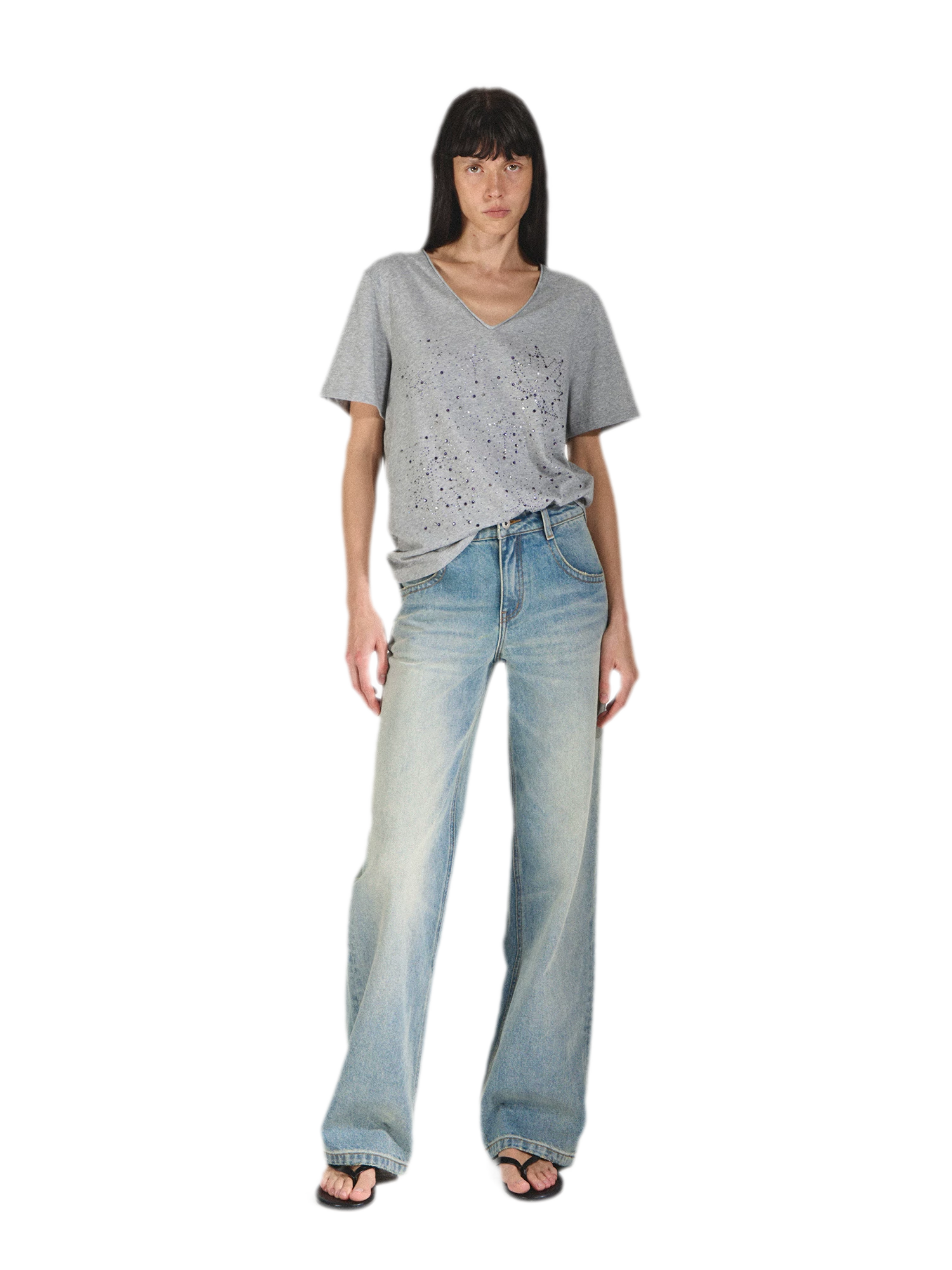 Vintage Straight Loose Fit Jeans with 3D Cat
