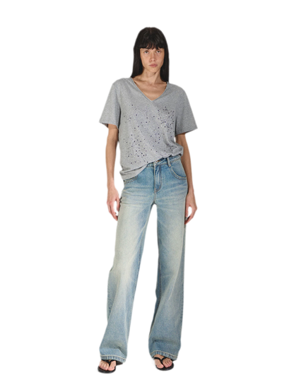 Vintage Straight Loose Fit Jeans with 3D Cat