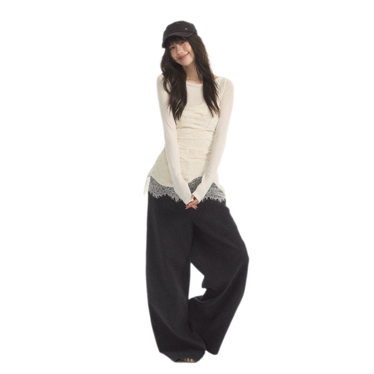 시어 루칭 레이스 레이어드 탑