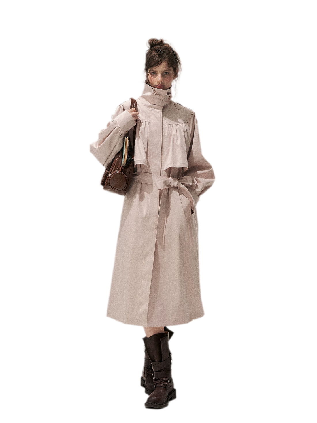 Gathered Cape Trench Coat