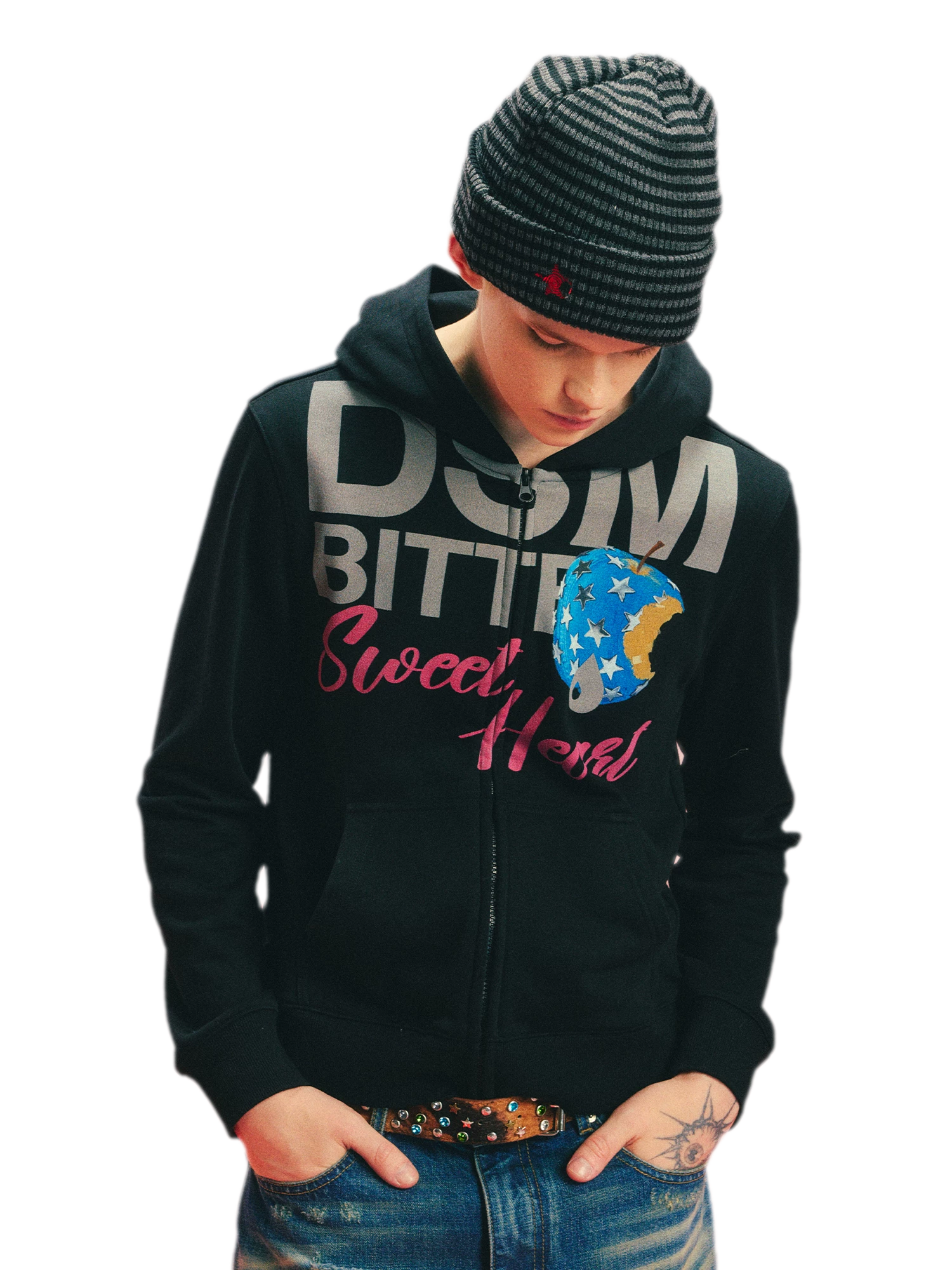 Fruit Print Zip Hoodie