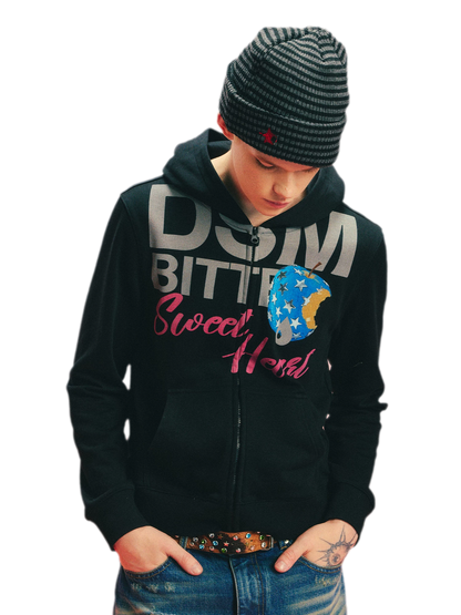 Fruit Print Zip Hoodie