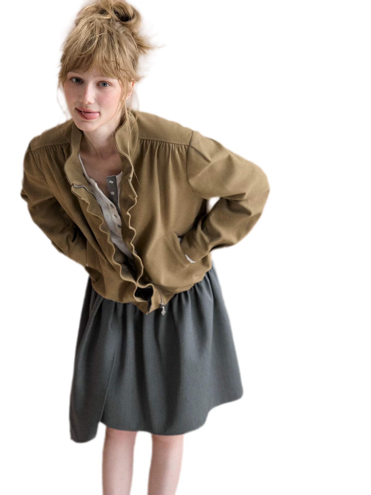 Gathered Suede Cropped Jacket