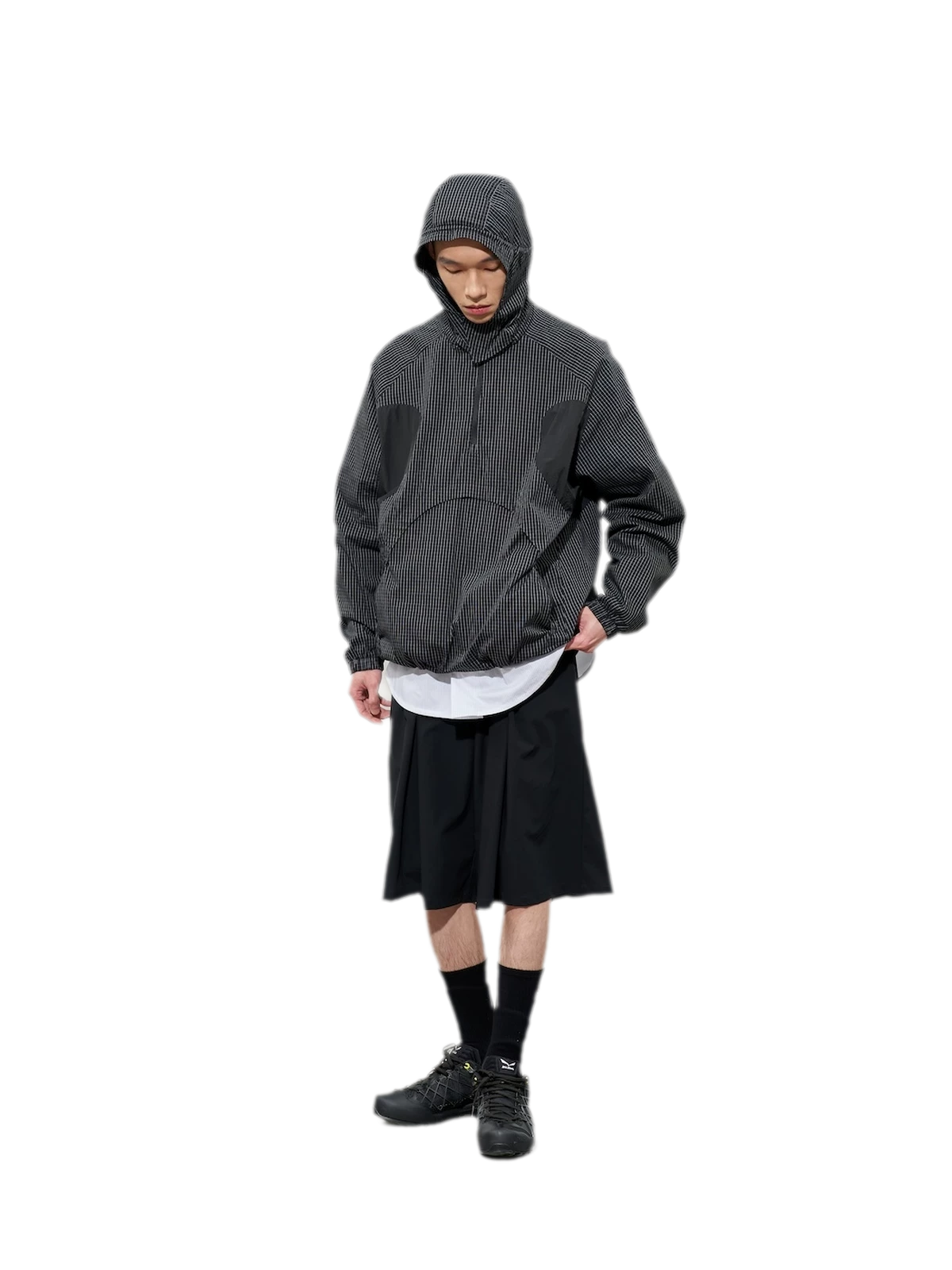 Checked Zip Pullover Jacket