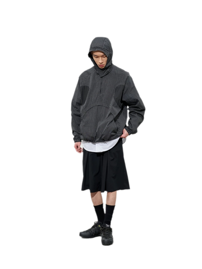 Checked Zip Pullover Jacket
