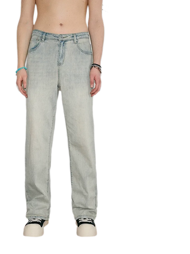 Washed Yellow Mud Straight Jeans