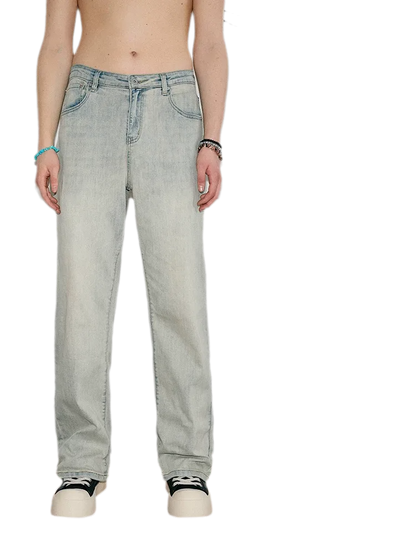 Washed Yellow Mud Straight Jeans