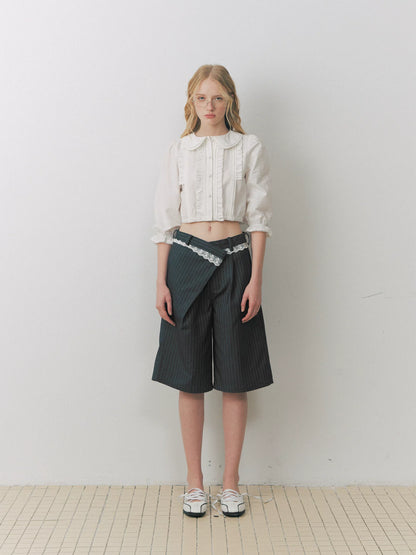 Ruffled Collar Peplum Blouse