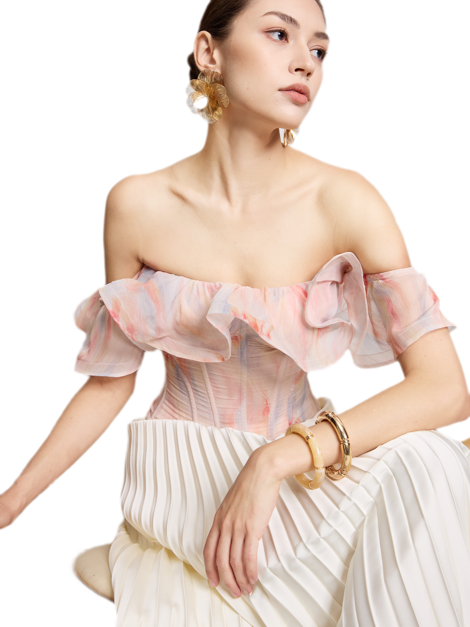 Rainbow Ruffle Corset Bustier