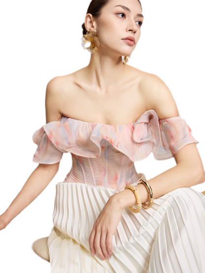 Rainbow Ruffle Corset Bustier
