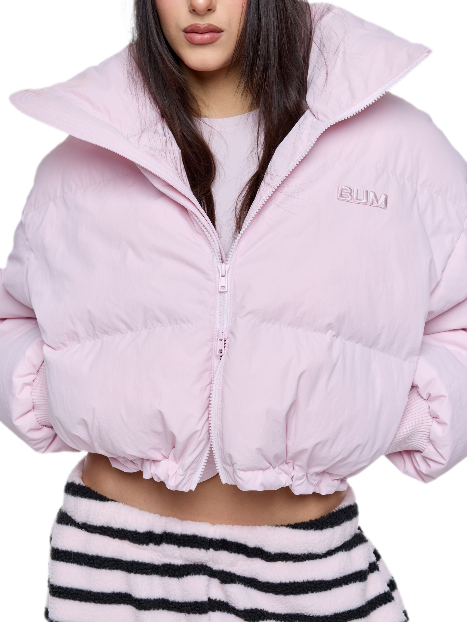 Pink Cropped Puffer Jacket